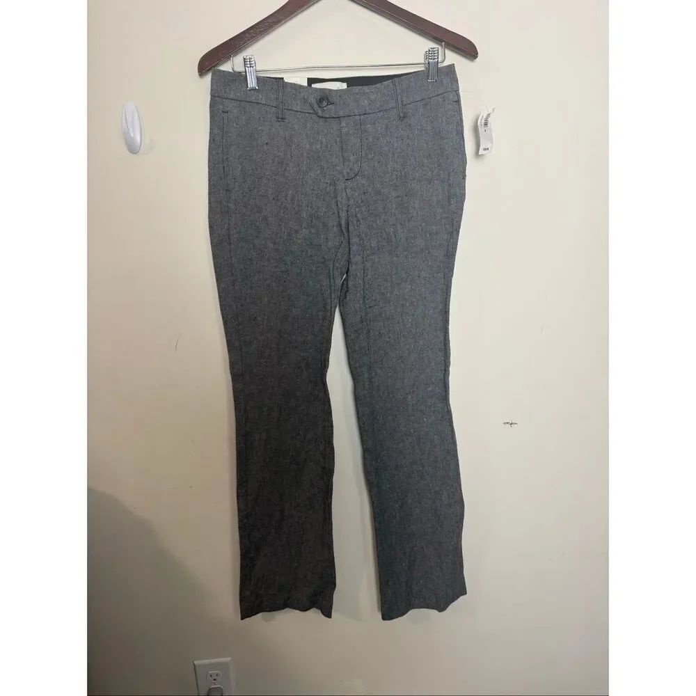 Old Navy Gray Chambray Linen Blend Low Rise Straight Leg Pants NWT Women’s Size